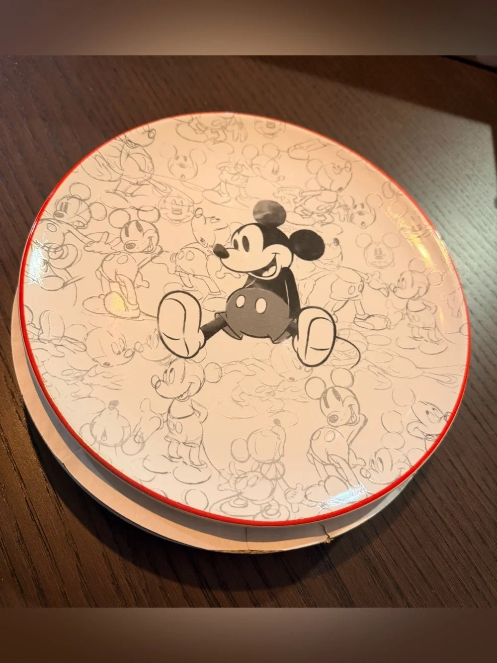 Pottery Barn White and Red Mickey Mouse Dessert Plates